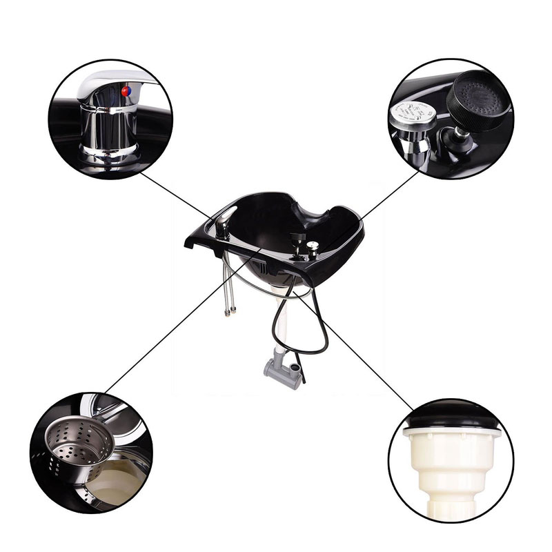 Koval Inc. Salon Shampoo Basin Bowl Sink w Faucet /Hair Trap (Black